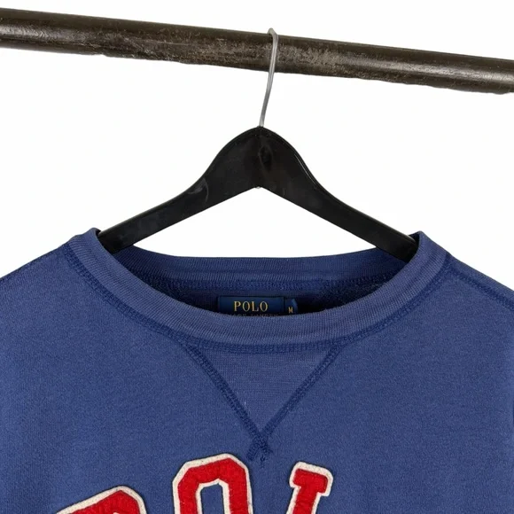 Mens 2000s Polo Ralph Lauren Arch Logo Spellout Pullover Sweatshirt Size M - Picture 3 of 9